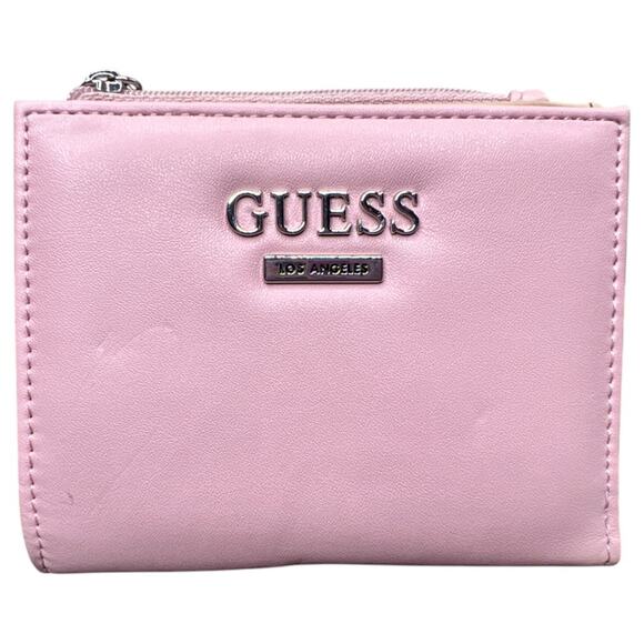 Guess Pink Leather Bifold Wallet Card Holder Coin Purse Los Angeles - Picture 1 of 9